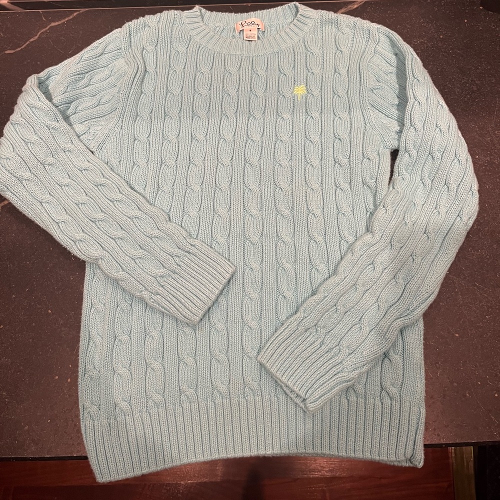 Women’s Lilly Pulitzer Blue Cable-knit Long-sleeve Sweater Size Small